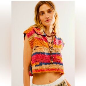 NWT-FREE PEOPLE Morgan Crochet Polo